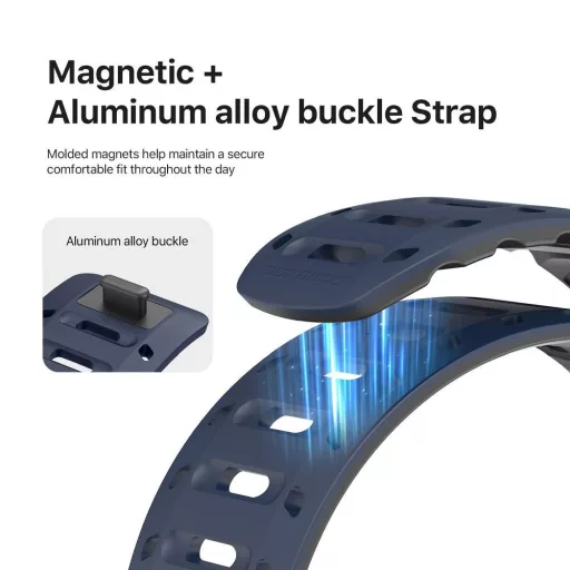 DUX DUCIS CS mágneses szilikon szíj Apple Watch 42/44/45/46/49 mm kék-fekete