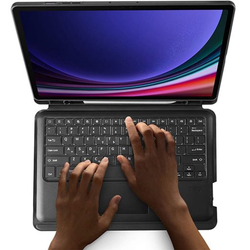 DUX DUCIS tok DK összecsukható vezeték nélküli billentyűzettel SAMSUNG Tab S10 Plus/S9 Plus/S9 FE Plus fekete