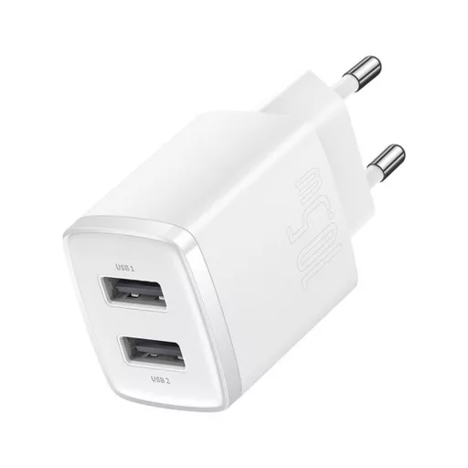 BASEUS hálózati töltő 2×USB-A 2,1A 10,5W CCXJ010202 fehér