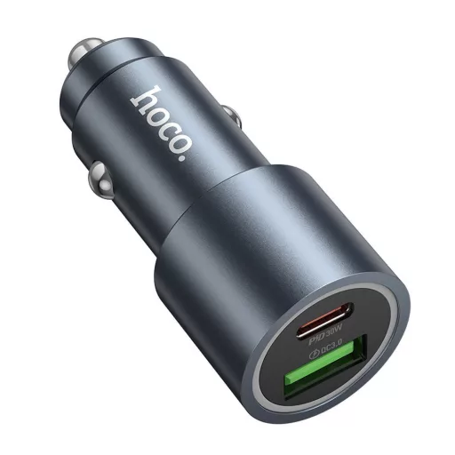 Hoco autós töltő USB-A + USB-C PD QC3.0 48W Z60 fekete