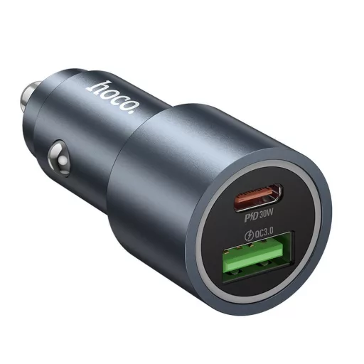 Hoco autós töltő USB-A + USB-C PD QC3.0 48W Z60 fekete