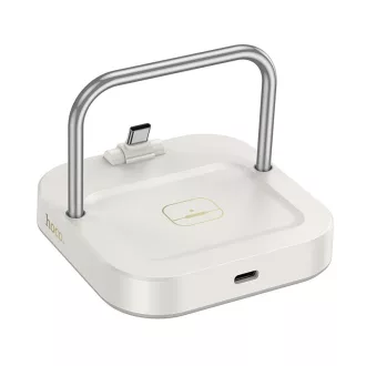   Hoco 2 az 1-ben asztali töltő USB-C PD QC 3A 30W + vezeték nélküli töltés 5W CQ16B tejfehér