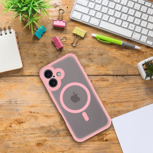 Full Matte Mag Cover tok iPhone 15  Magsafe kompatibilis rózsaszín