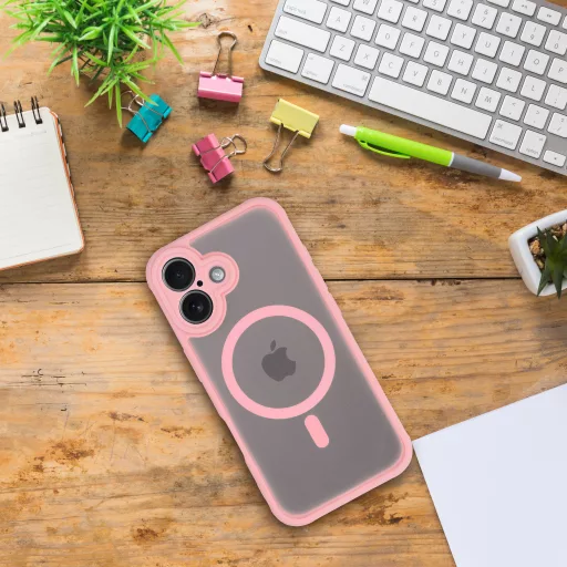 Full Matte Mag Cover tok iPhone 16 PRO  Magsafe kompatibilis rózsaszín