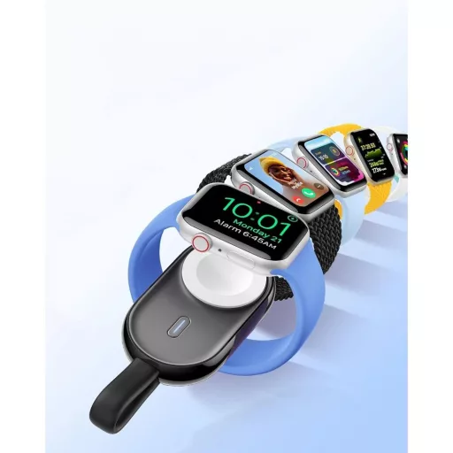 Veger powerbank Apple Watch-hoz W0102 1200 mAh Pomme fekete