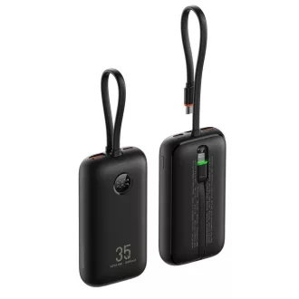   Veger powerbank K1 W1188 PD QC3.0 35W 10000 mAh beépített USB-C / Lightning kábelekkel fekete