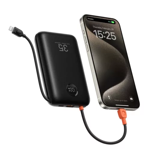 Veger powerbank K2 W2068 PD QC3.0 35W 20000 mAh beépített USB-C / Lightning kábelekkel fekete