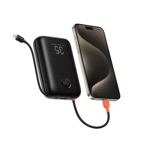 Veger K3 (W3018) powerbank PD QC3.0 35W 30000 mAh beépített Type C kábelekkel / Lightning Fekete