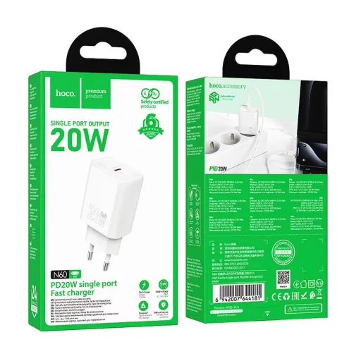 Hoco hálózati töltő USB-C QC PD 20W N60 fehér