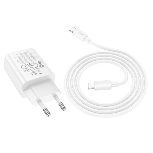 Hoco hálózati töltő USB-C QC PD 20W + USB-C – USB-C kábel N60 fehér