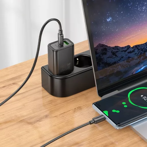 Hoco hálózati töltő USB-C QC PD 20W + USB-C – USB-C kábel N60 fehér