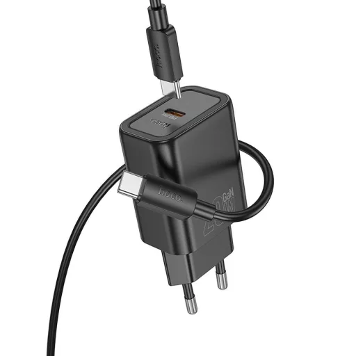 Hoco hálózati töltő USB-C QC PD 20W + USB-C – USB-C kábel N60 fekete