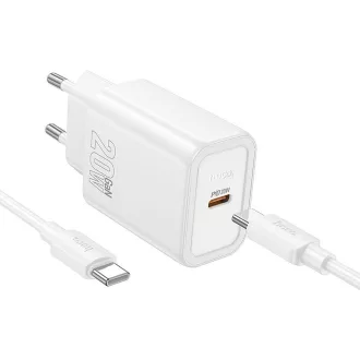   Hoco hálózati töltő USB-C QC PD 20W + USB-C – Lightning kábel N60 fehér