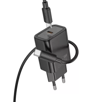   Hoco hálózati töltő USB-C QC PD 20W + USB-C – Lightning kábel N60 fekete