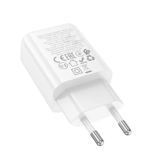 Hoco hálózati töltő USB-A + USB-C QC3.0 PD 3A 20W N61 fehér
