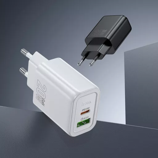 Hoco hálózati töltő USB-A + USB-C QC3.0 PD 3A 20W N61 fehér