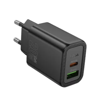   Hoco hálózati töltő USB-A + USB-C QC3.0 PD 3A 20W N61 fekete