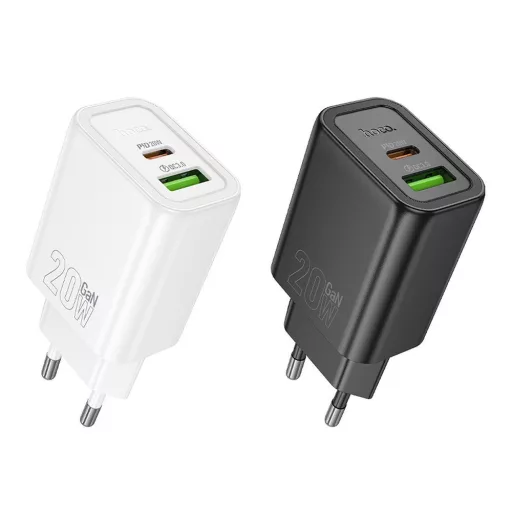 Hoco hálózati töltő USB-A + USB-C QC3.0 PD 3A 20W N61 fekete