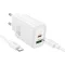 Hoco hálózati töltő USB-A + USB-C QC3.0 PD 3A 20W + USB-C – USB-C kábel N61 fehér