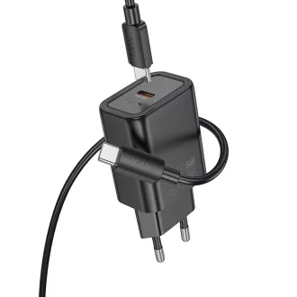   Hoco hálózati töltő USB-C QC PD 30W + USB-C – USB-C kábel N62 fekete