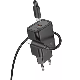   Hoco hálózati töltő USB-C QC PD 30W + USB-C – Lightning kábel N62 fekete