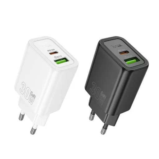 Hoco hálózati töltő USB-A + USB-C QC3.0 PD 3A 30W N63 fekete