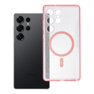   Clear Mag Cover tok Samsung S25 ULTRA  (STR) Magsafe kompatibilis rózsaszín glitter