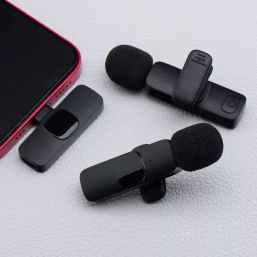 K1 vezeték nélküli csíptetős mikrofon USB-C dupla (2 db) fekete