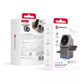  Forcell F-Energy Rotation Cube 3 az 1-ben vezeték nélküli töltő Qi2 MagSafe kompatibilis F-06 ezüst