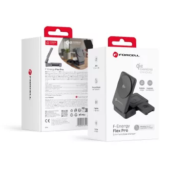   Forcell F-Energy Flex Pro 3 az 1-ben vezeték nélküli töltő Qi2 MagSafe kompatibilis F-05 ezüst