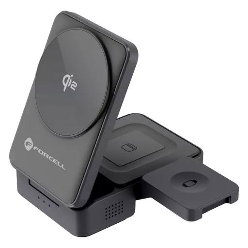 Forcell F-Energy Flex Pro 3 az 1-ben vezeték nélküli töltő Qi2 MagSafe kompatibilis F-05 ezüst