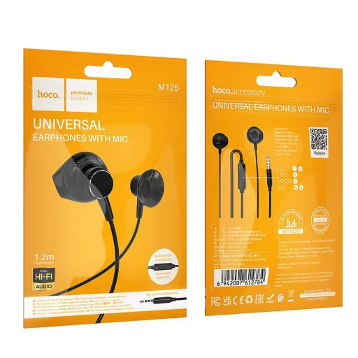 Hoco M125 vezetékes fülhallgató Jack 3,5 mm – fekete