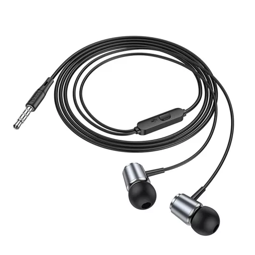Hoco vezetékes fülhallgató 3,5 mm jack M108 metal szürke