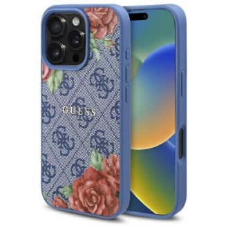   GUESS tok iPhone 16 Pro Magsafe kompatibilis GUHMP16LP4ROPEMCB (4G Flowers Print) kék