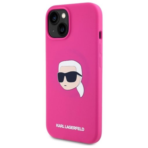 KARL LAGERFELD tok iPhone 15 Magsafe kompatibilis KLHMP15SSKHPPLF (SIL KL Head Print) fuschia