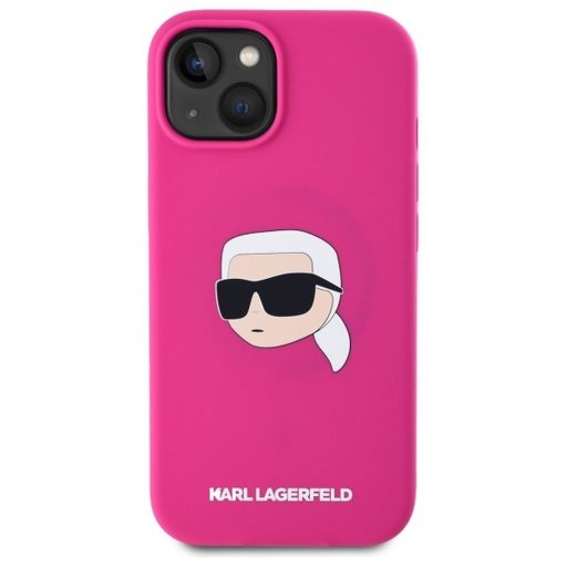 KARL LAGERFELD tok iPhone 15 Magsafe kompatibilis KLHMP15SSKHPPLF (SIL KL Head Print) fuschia