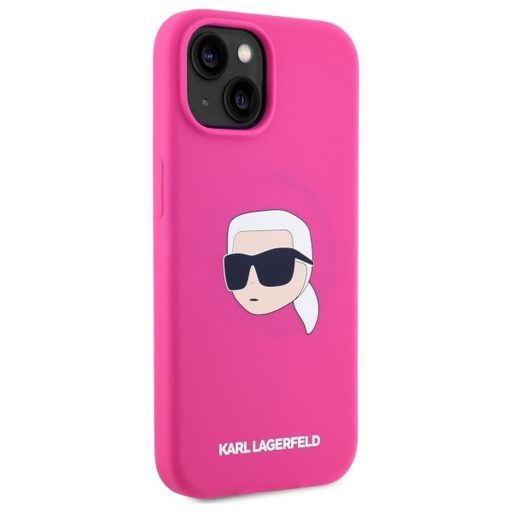 KARL LAGERFELD tok iPhone 15 Magsafe kompatibilis KLHMP15SSKHPPLF (SIL KL Head Print) fuschia