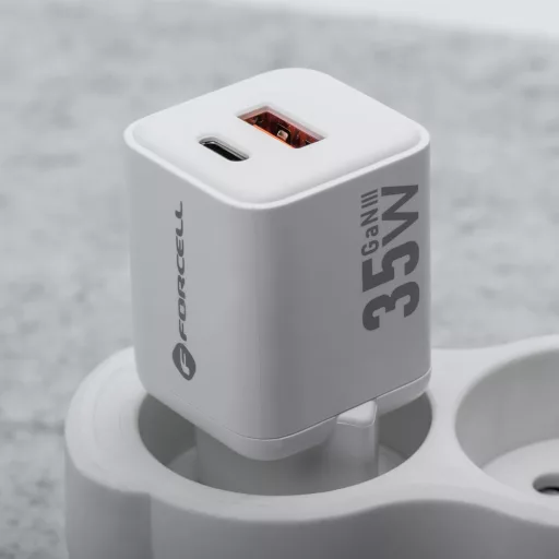 Forcell F-Energy hálózati töltő Mini GaN III USB-C + USB-A QC4.0 PD 35W VT-35C fehér