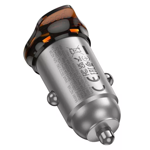 Hoco autós töltő 2×USB-C PD QC3.0 45W NZ16B fém szürke