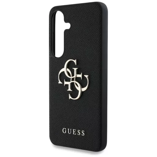 GUESS tok SAMSUNG S25 GUHCS25SPGT4MBK (PU Grained Big 4G and Classic Logo) Fekete