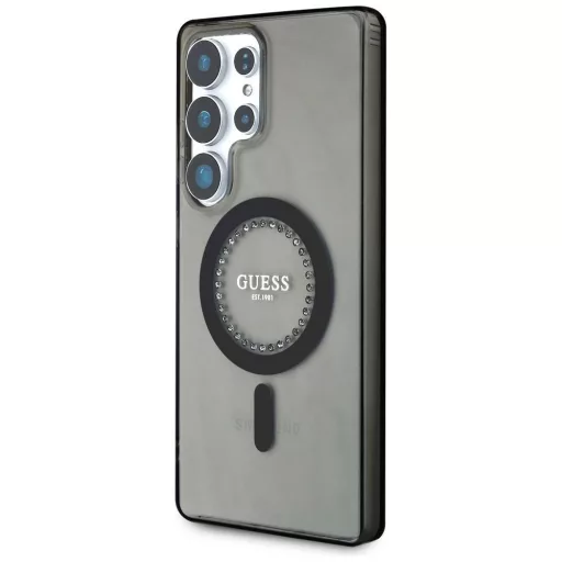 GUESS tok SAMSUNG S25 Ultra GUHMS25LPFTDTEK (Magnetic IML Rhinestones) Fekete