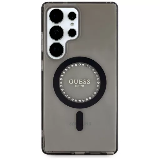 GUESS tok SAMSUNG S25 Ultra GUHMS25LPFTDTEK (Magnetic IML Rhinestones) Fekete
