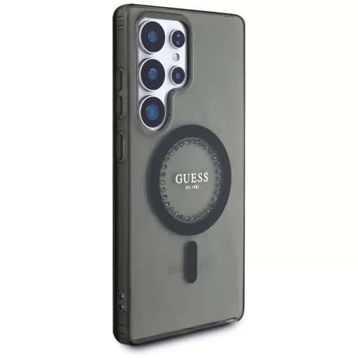 GUESS tok SAMSUNG S25 Ultra GUHMS25LPFTDTEK (Magnetic IML Rhinestones) Fekete