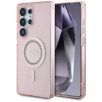   GUESS tok SAMSUNG S25 Ultra GUHMS25LPFTDTEP (Magnetic IML Rhinestones) rózsaszín