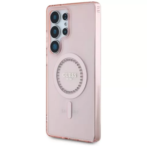 GUESS tok SAMSUNG S25 Ultra GUHMS25LPFTDTEP (Magnetic IML Rhinestones) rózsaszín