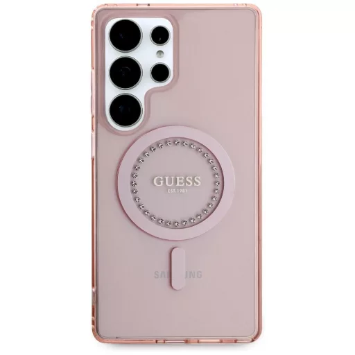 GUESS tok SAMSUNG S25 Ultra GUHMS25LPFTDTEP (Magnetic IML Rhinestones) rózsaszín