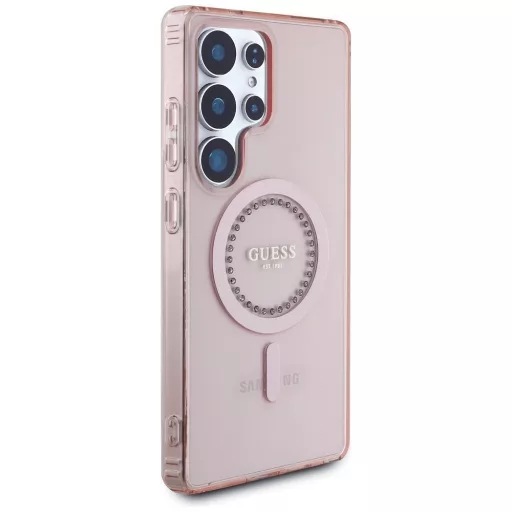 GUESS tok SAMSUNG S25 Ultra GUHMS25LPFTDTEP (Magnetic IML Rhinestones) rózsaszín
