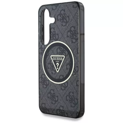 GUESS tok SAMSUNG S25 GUHMS25SHG4PRTGK (Magnetic IML Metal Glitter 4G Circle Triangle) fekete