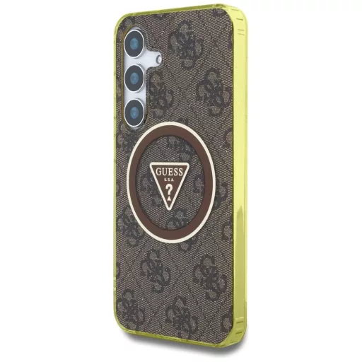 GUESS tok SAMSUNG S25 GUHMS25SHG4PRTGW (Magnetic IML Metal Glitter 4G Circle Triangle) barna