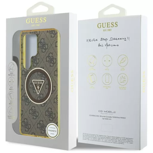 GUESS tok SAMSUNG S25 Ultra GUHMS25LHG4PRTGW (Magnetic IML Metal Glitter 4G Circle Triangle) barna